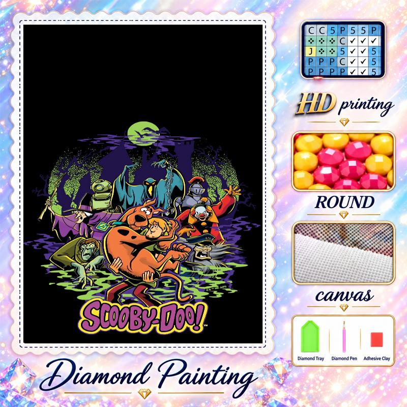 Scooby-Doo Diamond Painting Kit 5D Full Drill DIY Diamond Mosaic Wall Art Home Decor