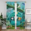 Kitchen Curtains 2 Pieces The Octonauts Shades Window Curtain for Room 2 Panel Home Interior Curtains Halloween Decoration Child