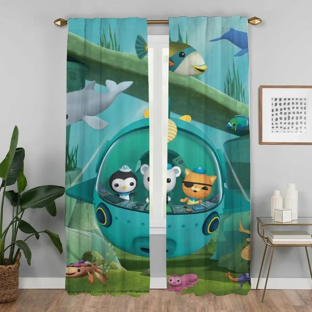 Kitchen Curtains 2 Pieces The Octonauts Shades Window Curtain for Room 2 Panel Home Interior Curtains Halloween Decoration Child