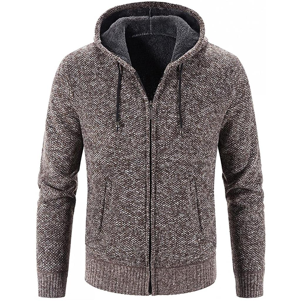 Pánská móda pro volný čas Teplé jednobarevné bundy s kapucí s dlouhým rukávem