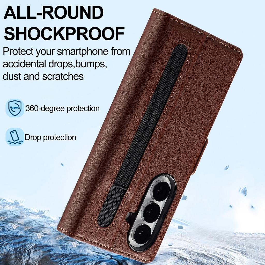 Compatible Galaxy Z Fold7/6/5/4 Leather Wallet Phone Case