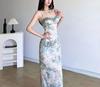 French gentle lace floral suspender skirt suspender summer new dress temperament thin waist dress
