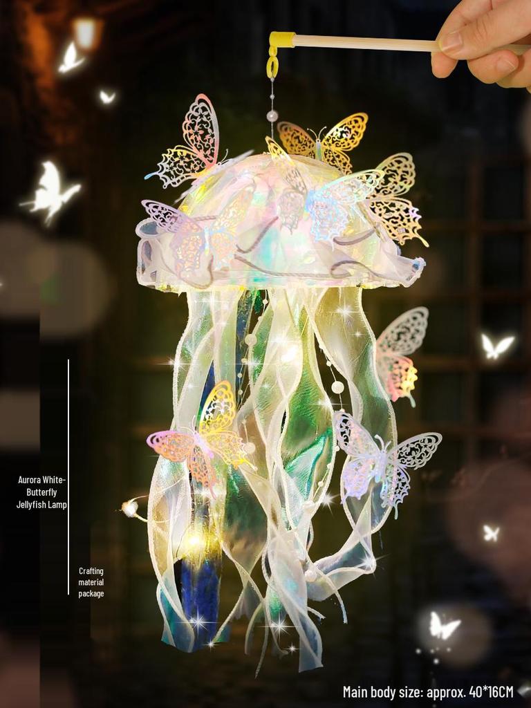 Zestaw do samodzielnego wykonania lampionu w kształcie meduzy: Świecąca wiosenna dekoracja na Święto Środka Jesieni dla dzieci