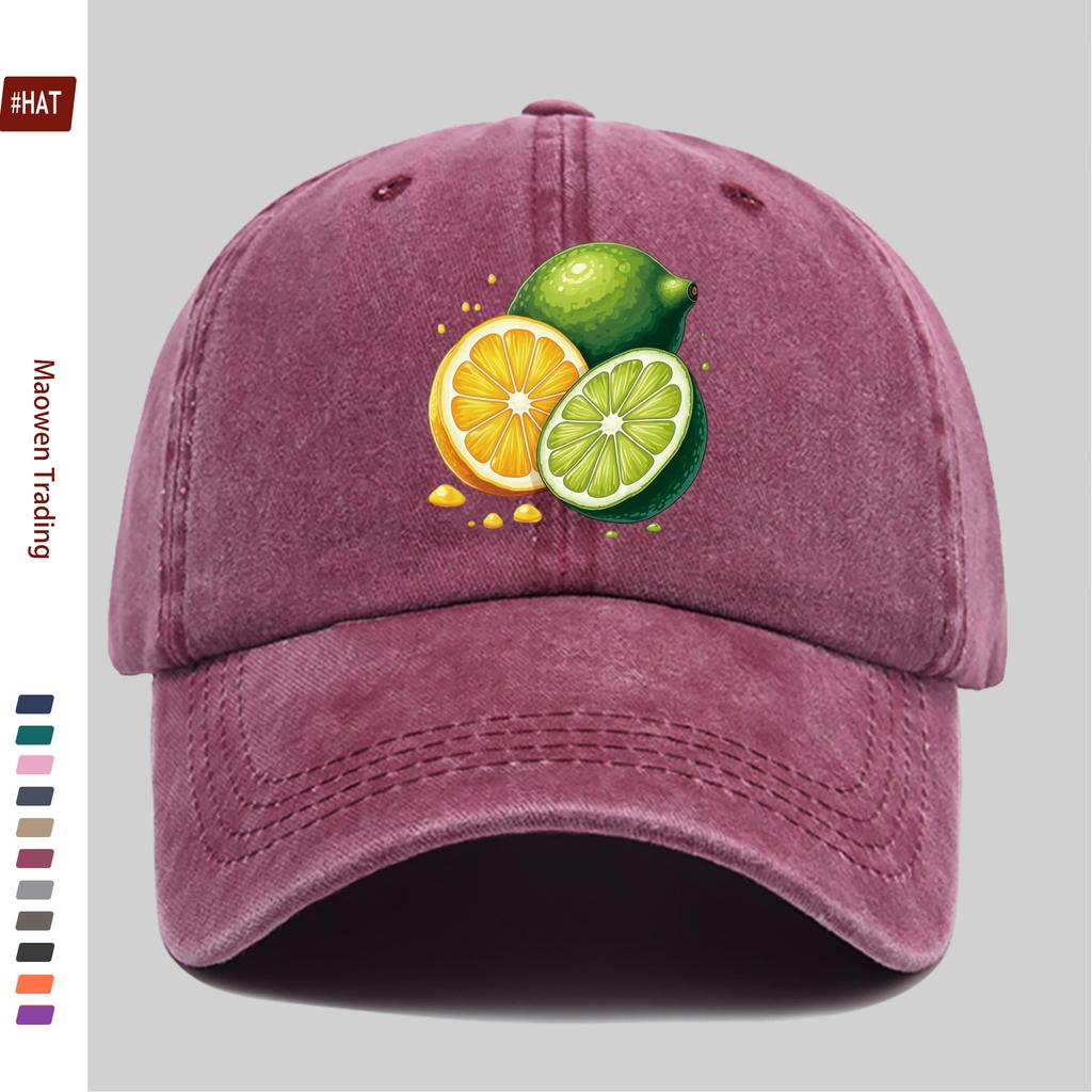 pc Vibrant Citrus Fruit Illustration Printed Baseball Cap Fashionable Summer Printed Trucker Sun Hat Comfortable Lightweight