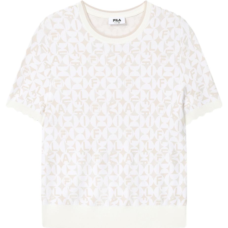 

FILA Emerald Fashion Casual Printed Crew Neck Short Sleeve T-Shirt Women Tops White F11W334401FZB L