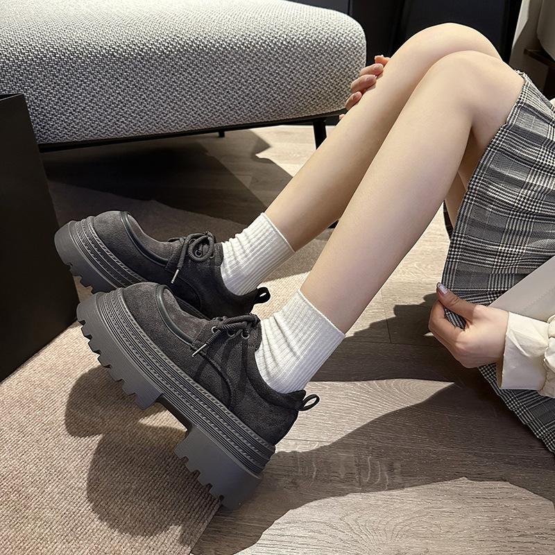 Retro Matte Loafer Small Leather Shoes Women's 2025 Spring New British Style Fashion Shorty Le Heightened Platform Shoes
