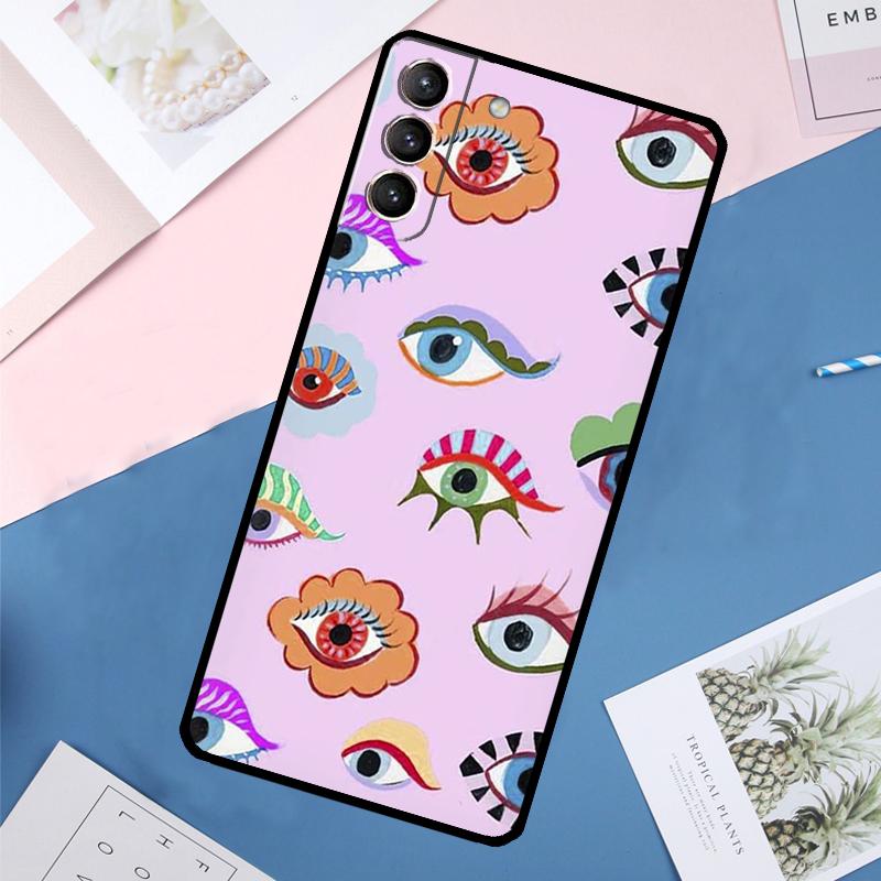 Lucky Eye Blue Evil Eye Print Case For Samsung Galaxy S25 Ultra S24 S23 S22 S21 Ultra S9 S10 Plus S23 FE S25 FE Back Cover
