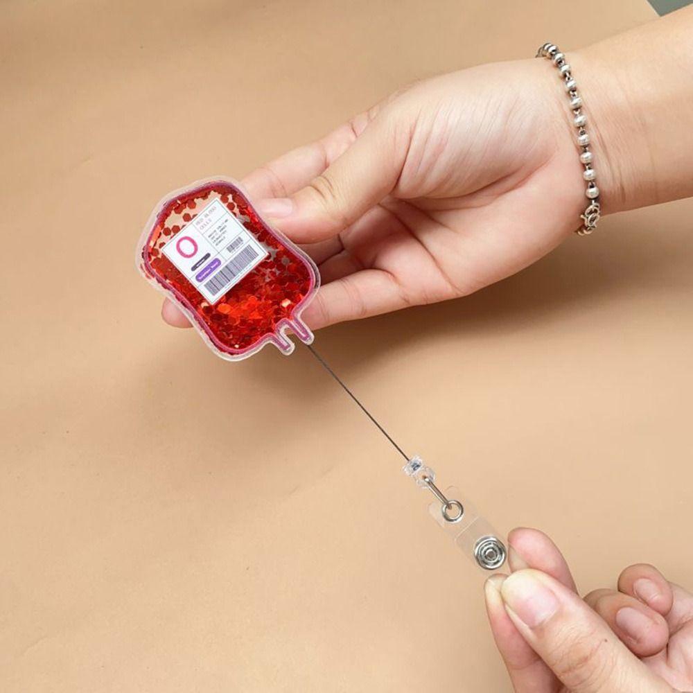 NEW Glitter ID Badge Reels Retractable Lanyard Nursing ID Badge Holder Blood Bag Name Tag Holder