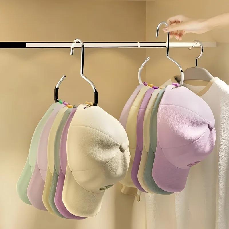 1/2/5pcs Stainless Steel Hat Hanger Hat Rack Multifunctional Round Hook Scarf Towel Tie Hanger Multifunctional Display Stand