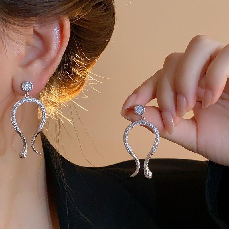 Hadí diamantové C pecky náušnice dámské univerzální náušnice módní náušnice s temperamentem