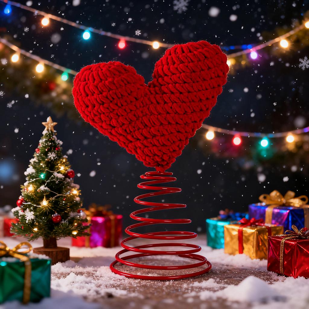 Christmas Red Love Yarn Ornaments Crafts Desktop Christmas Tree Holiday Decorations