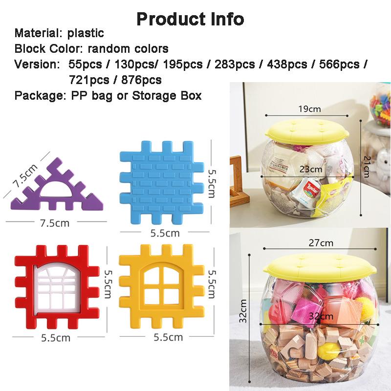 DIY Large Size Building Blocks Toy Simulated House Window with Big Capacity Storage Box Football Shape Small Seat Gifts for Kids