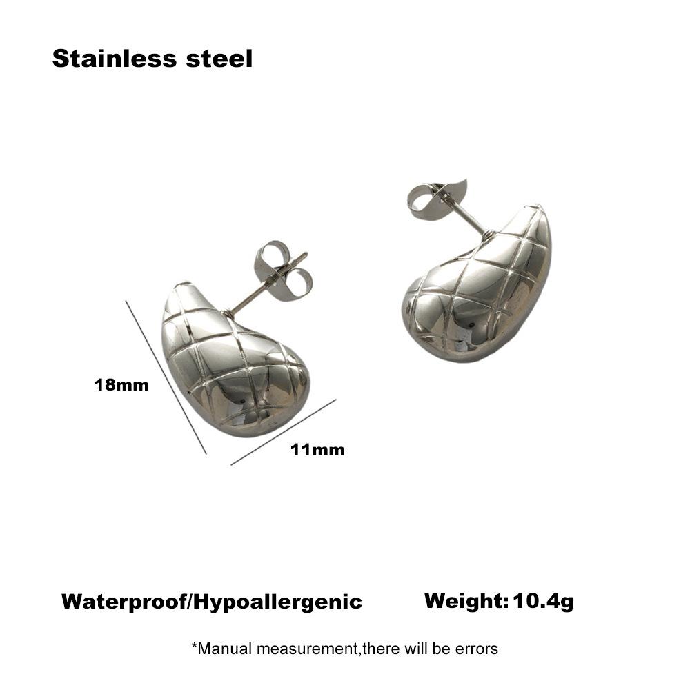 18K Gold-Plated Water Drop Earrings: Chic European-American Design, Stainless Steel, Versatile Studs for Women