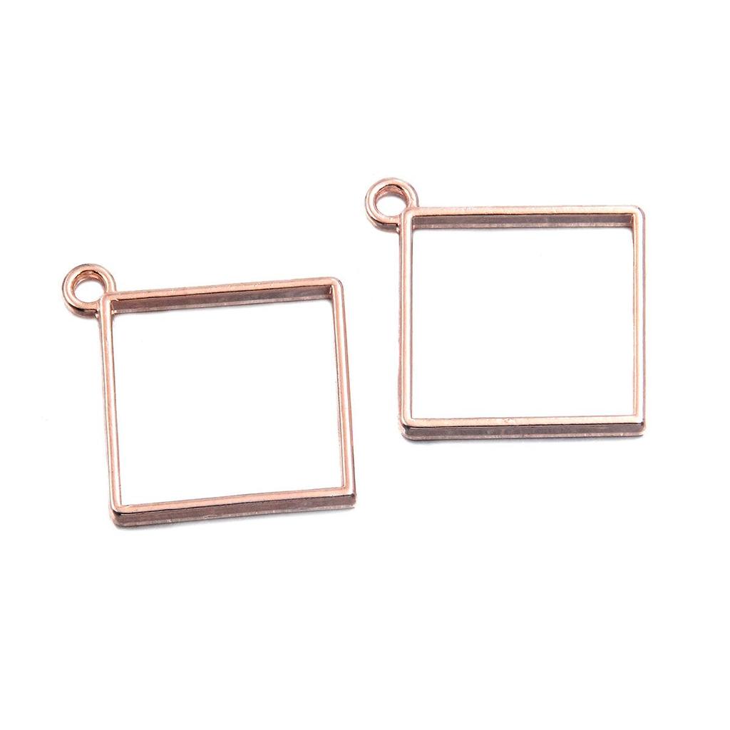 Rose Gold Geometric Heart & Moon Epoxy Keychain Pendants - 17 Designs