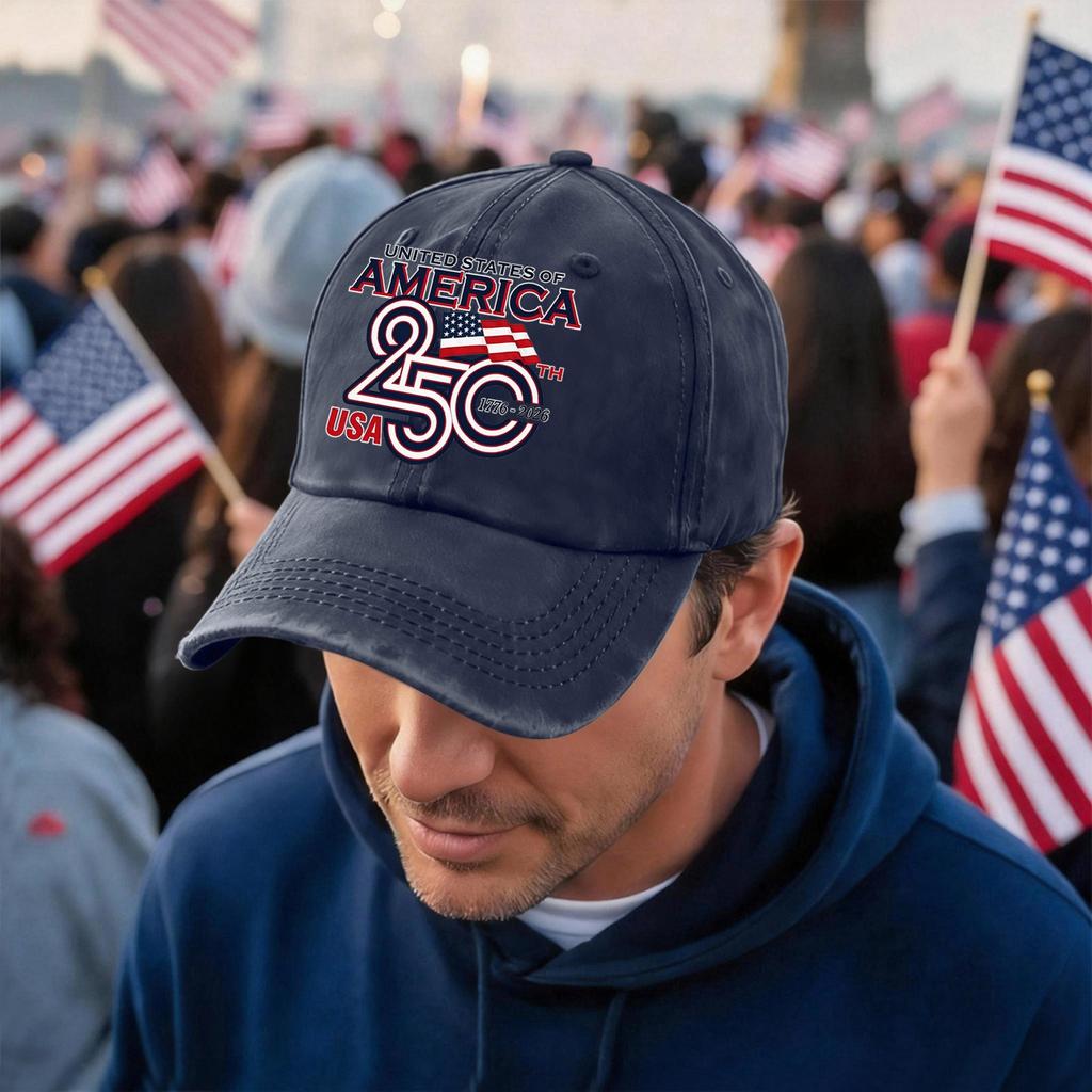 Men's and Women's Matching American 0th Anniversary Anniversary Embroidered Vintage Washed Baseball Cap