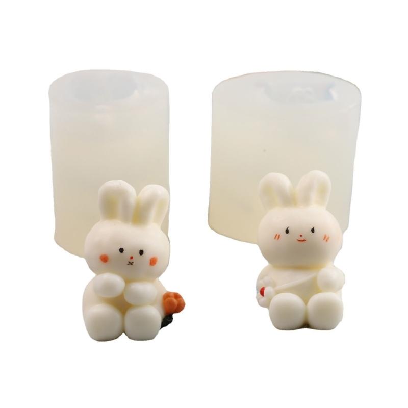 3D Rabbit Silicone Mold Easter Aromatherapy Candle Mould Resin Clay Soap Making DIY Craft Chocolate Cake Decorating Tool