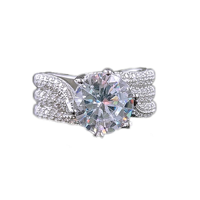 Classic European & American Luxury Six-Prong Cluster Ring – Women's New Style R7851