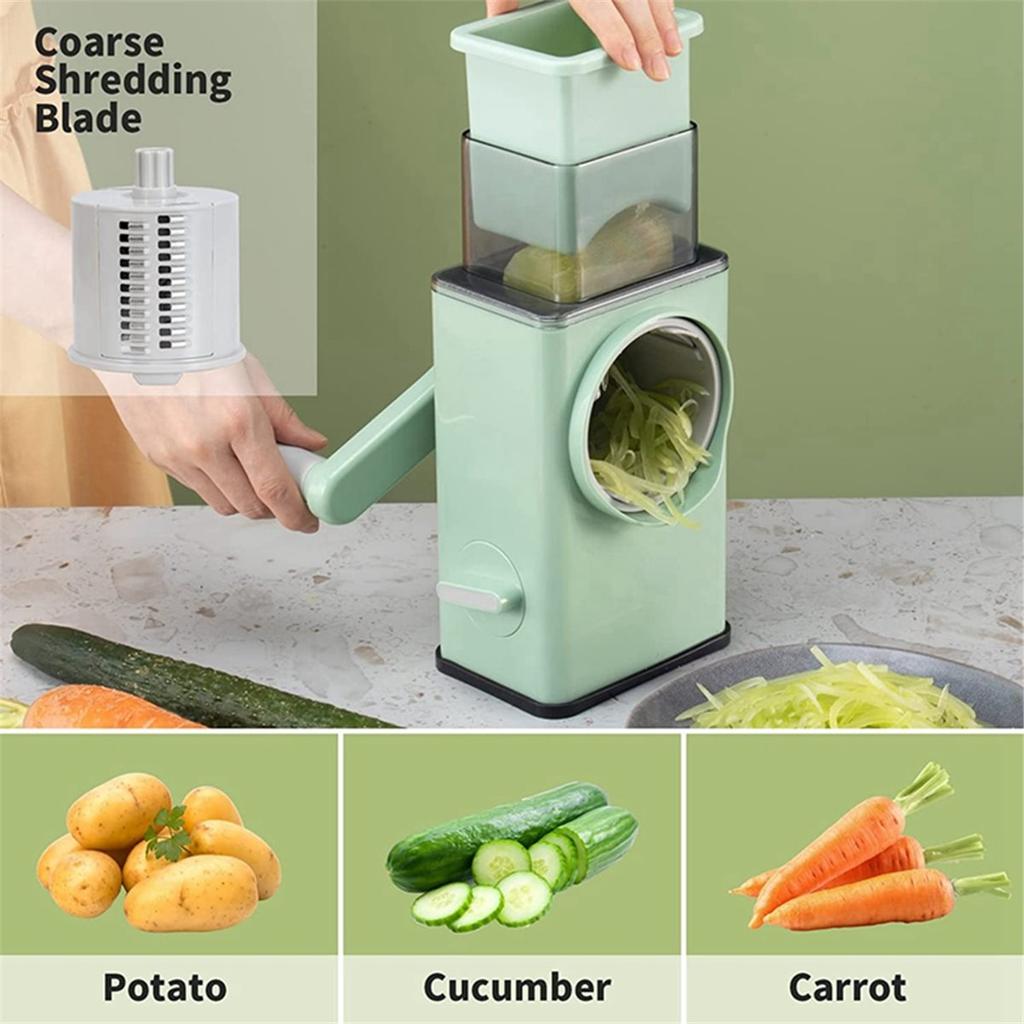 2026 New New Rotary Vegatble Grater Manual Mandoline Slicer with 3 Drum Blades Kitchen Vegetable Slicer Grater Cutter