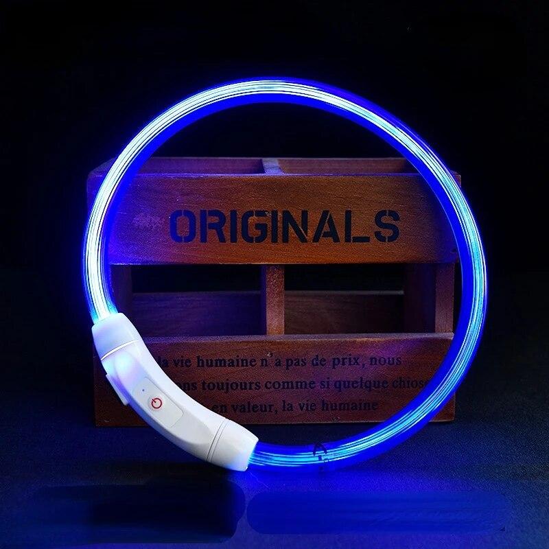 Solid Rechargeable Optical Fiber Led Light Dog Collar 3 Modes Luminous Night Safety Flashing Glow Loss Prevention Pet Accessorie