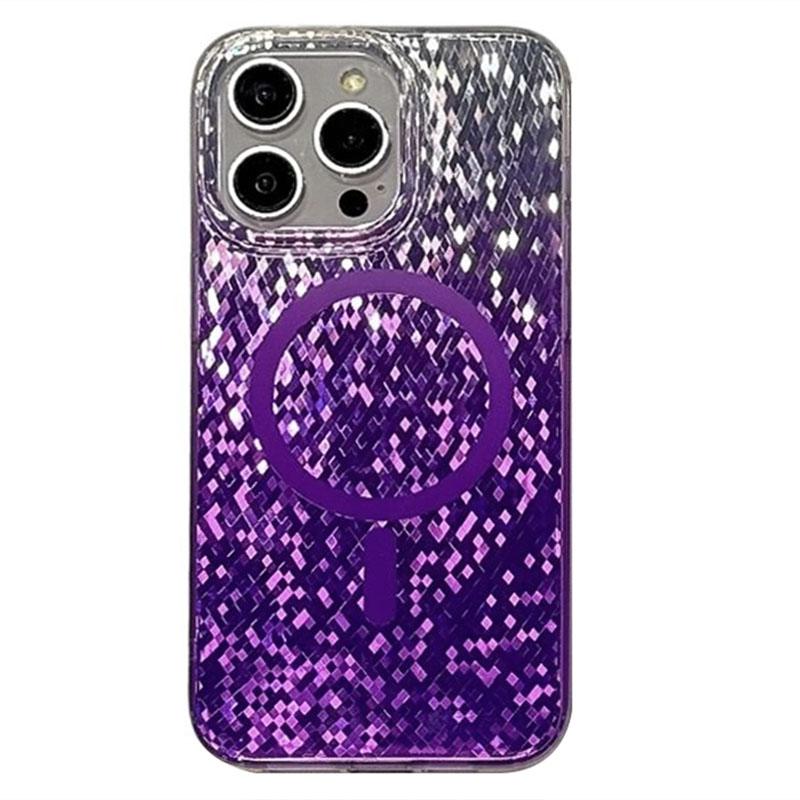 For iPhone 15 Pro Max Magnetic Case Geometric Rhombus IMD PC+TPU Phone Cover
