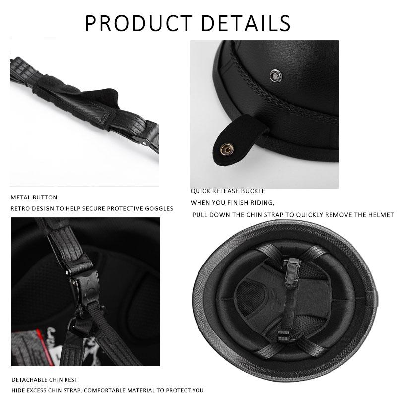 DOT Certified Vintage Open Helmet Motorcycle Open Face Helmet Retro 3/4 Helmet Cruise Casco Casque Moto Men Women
