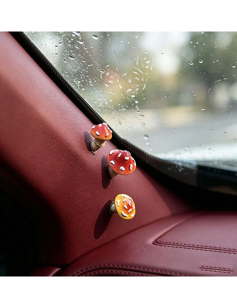 3-piece set of skewed mushroom ornaments, car center console accessories, and interior decoration ornaments