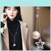 Stylish Elegant Star Pendant Sweater Necklace For Women With Pearl Tassel Accents