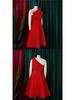 Plus Size Women's One-Shoulder Ruffle High-Waisted Evening Gown Dress