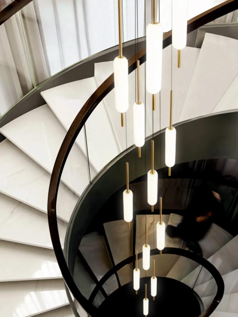 Led Long Chandelier Golden Black Line Hanging  Lights Compound Attic Living Room Dining Room Mall Stairs Chandelier