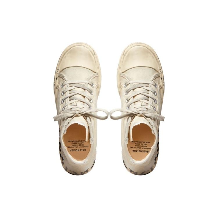Balenciaga Paris High Top Sneakers 'White Destroyed Cotton and White Rubber with Graffiti' Men's 688752W3RR49010