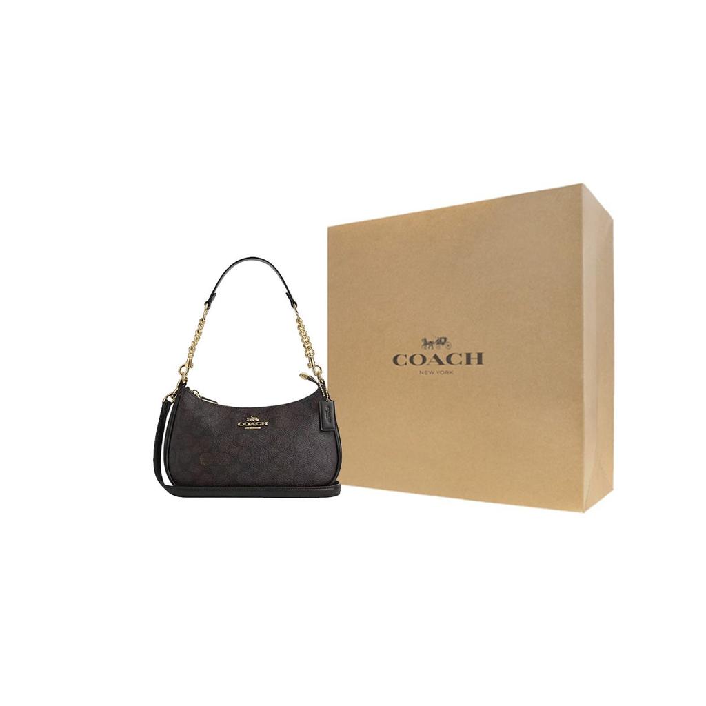 Coach Borsa a Spalla Teri in Ecopelle con Pelle Riciclata Media da Donna Marrone Scuro CV933-IMXAQ