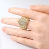 Exquisite Inlaid White CZ Women's Ring Dazzling Gold Color Hand Carving Daily Wear Party Jewelry Anniversary Gift
