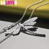 925 Sterling Silver Big Dragonfly hänge halsband smycken