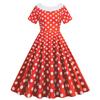 Z Summer Hot Sale Women's Clothing Crew Neck Short Sleeve Polka Dot Printing Retro Back Bow Pendulum Dress