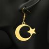 Muslim Islam Moon Star Stainless Steel Hoop Earrings for Women Gold Color Dangle Earrings Amulet Jewelry Party Gift 7615