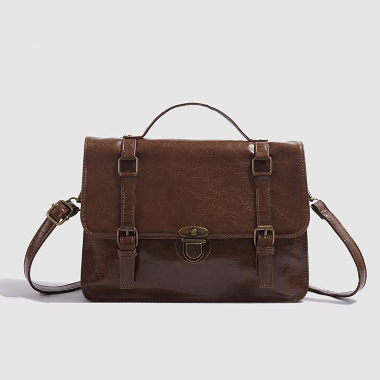 Large-capacity briefcase, Japanese-style JK uniform bag, vintage buckle messenger bag, college British-style backpack, crossbody bag