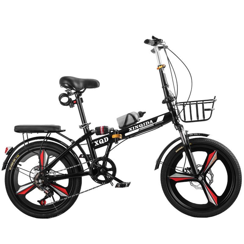 20/22-Inch Portable Folding Bicycle for Adults: No Assembly, Variable Speed, Shock-Absorbing Pedals