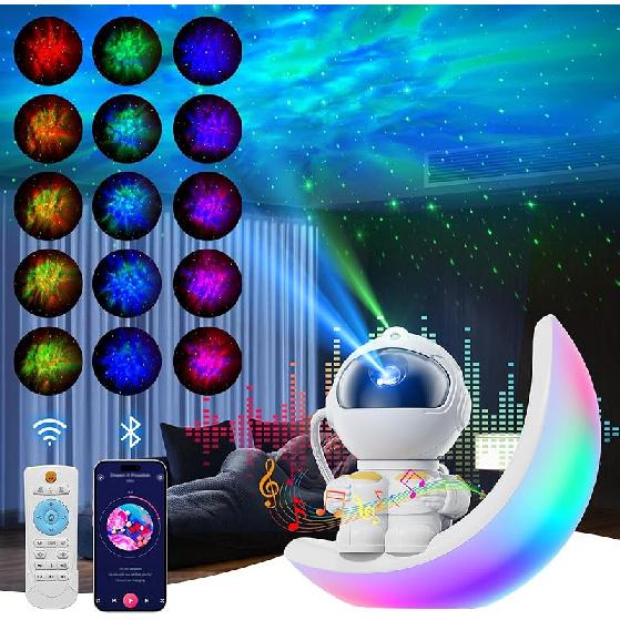 Astronaut Star Galaxy Projector Light Nebula Night Light for Kids Astronaut Space Buddy Projector 20 Nebula Light Ceiling Projector 9 Colors Moon