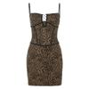 Women's Leopard Print Sexy Spice One Shoulder Hollowed-out Slim-fit Wrap Buttock Dress