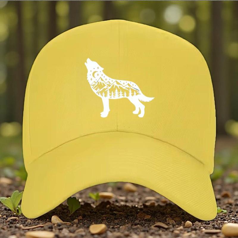 Howling Wolf Landscape Graphic Baseball Cap Polyester Outdoor Adjustable Unisex Adult Hat
