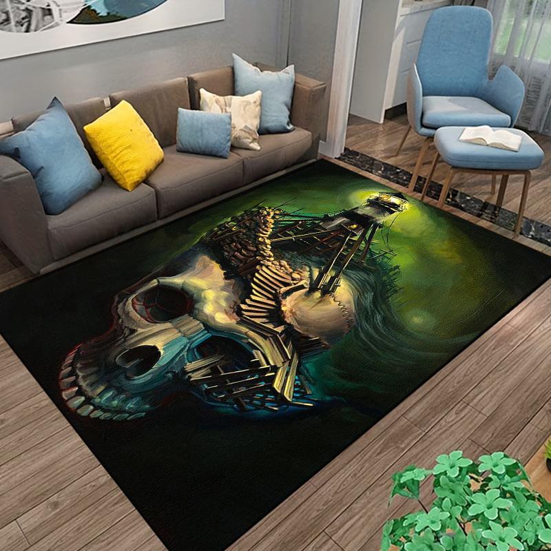 15 Sizes Skeleton Sea Pirate Pattern Rug Carpet for Living Room Bathroom Mat Creative Doormat Carpet for Bedroom Home Decor cool