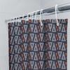 Modern Geometric Print Shower Curtain Navy White With Red Accent For Bathroom Decor Water Repellent Polyester Fabric (251 X 74 I