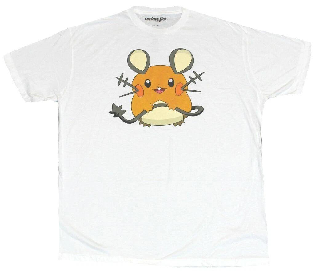 

WeLoveFine Pokemon Mens Dedenne Mouse White Game Cartoon White Shirt New M, L 4XL