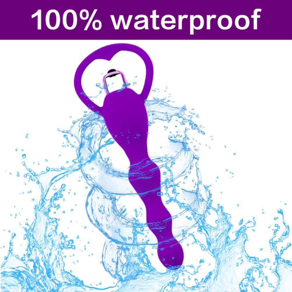 Soft Silicone Vibrating Anal Beads Butt Graded Design Anal Waterproof Anal Sex Toy for and Adult Couples Plug, Vibrator, G-Spot Men, Women, (Purple)