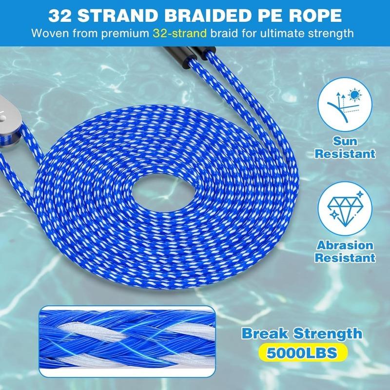 Heavy Duty Boat Tow Harness for Tubing, Self Centering 1-4 Riders, 360° Rotating Pulley, Floating Tube Rope