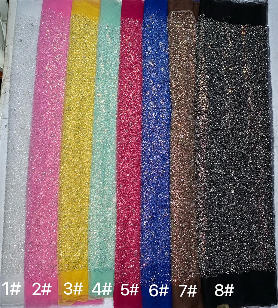 Luxury Pink Nigerian Lace Sequins Fabric 2025 High Quality Lace African Beads Lace Fabrics French For Wedding Party Dress Sewing