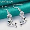 925 Sterling Silver Dolphin Zircon Earrings Fashion Jewelry