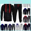Luxuriös warmes Herren-Trainingsanzug-Set mit Fleece-Zip-Hoodie und Jogginghose