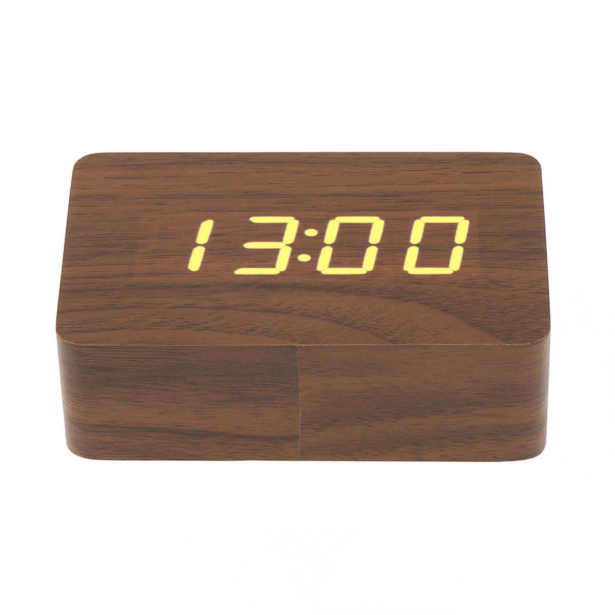 

Светодиодный деревянный будильник с голосовым управлением, временем, датой, температурой, цифровые бамбуковые прямоугольные настольные часы из дерева CHINA