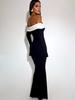 2025 French Fashion Color Block One-Shoulder Bodycon Mermaid Dress